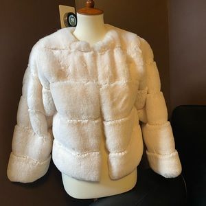 fur faux crop coat nwt